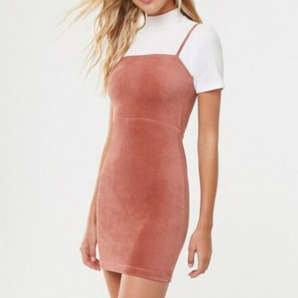 L Forever 21 Corduroy Pinafore Mini Dress